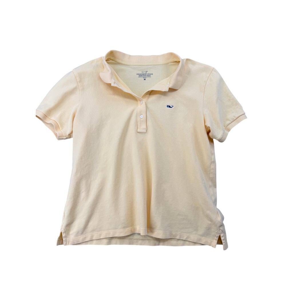 Vineyard Vines Heritage Polo Shirt Pale Yellow Cotton Pique Whale Logo Size M